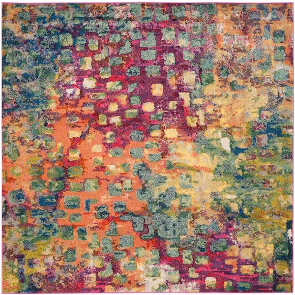 Monaco Pink/Multi 9 ft. x 9 ft. Square Geometric Area Rug