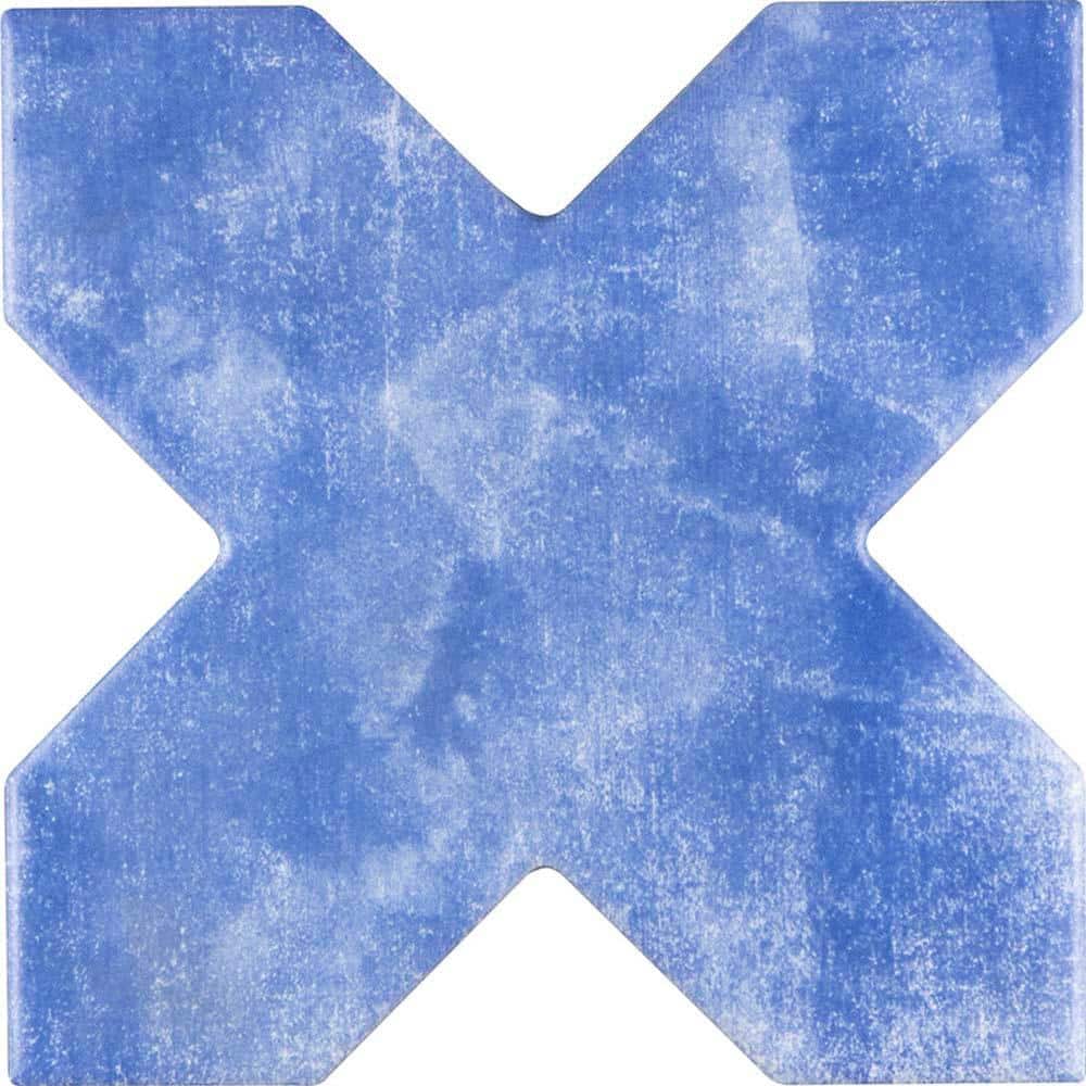 Apollo Tile Siena Blue 5.35 in. x 5.35 in. Matte Ceramic CrossShaped