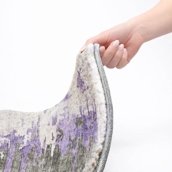 Dream Shag Premium Machine Washable Abstract ADS704 Purple 3 ft. x 5 ft. Area Rug