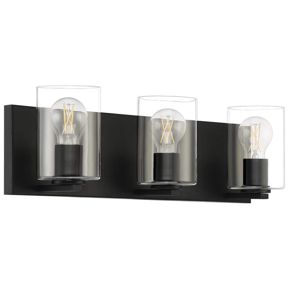 22 in. 3-Light Matte Black LED Vanity Light