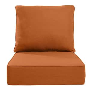 24 in. x 24 in. x 6 in. CushionGuard Outdoor Thicken Lounge Chair Deep Seat Replacement Cushion Set in Orange