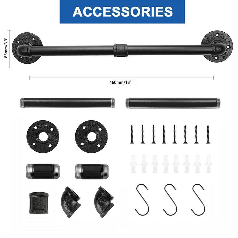 Matte Black Industrial Wall Mounted 18" Towel Bar