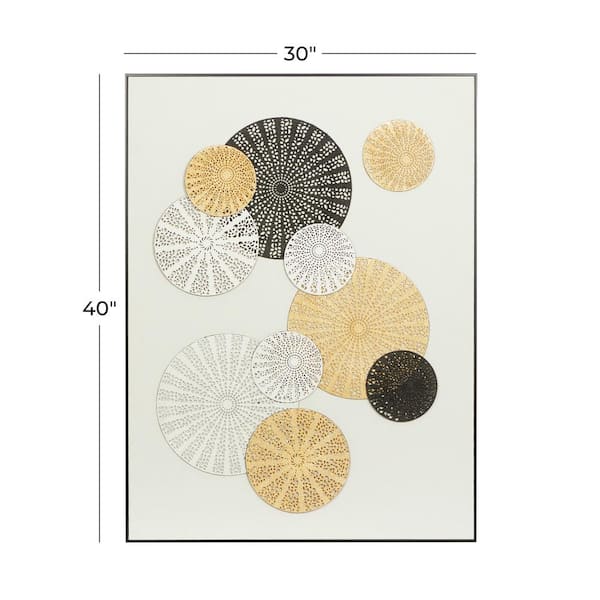 Litton Lane Metal Gold Dimensional Abstract Wall Decor with White