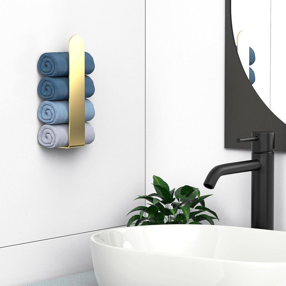 Gold Stainless Steel 8-inch Wall Mounted Adhesive Hand Towel Bar