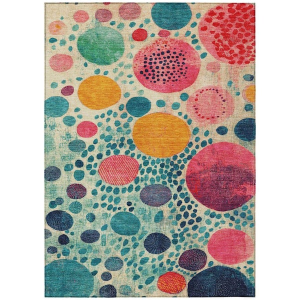 Chantille Machine Washable Indoor/Outdoor Abstract ACN1895 Teal 3 ft. x 4 ft. Area Rug