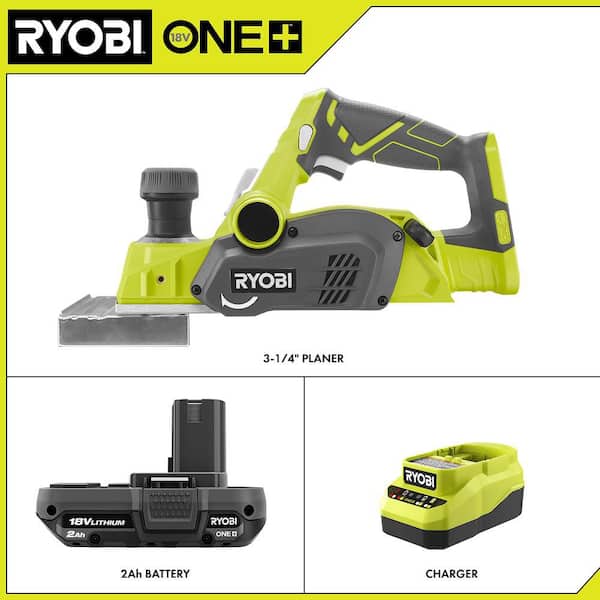 ONE+ 18V Cordless 3-1/4 in. Planer with Dust Bag, 2.0 Ah Battery, and Charger