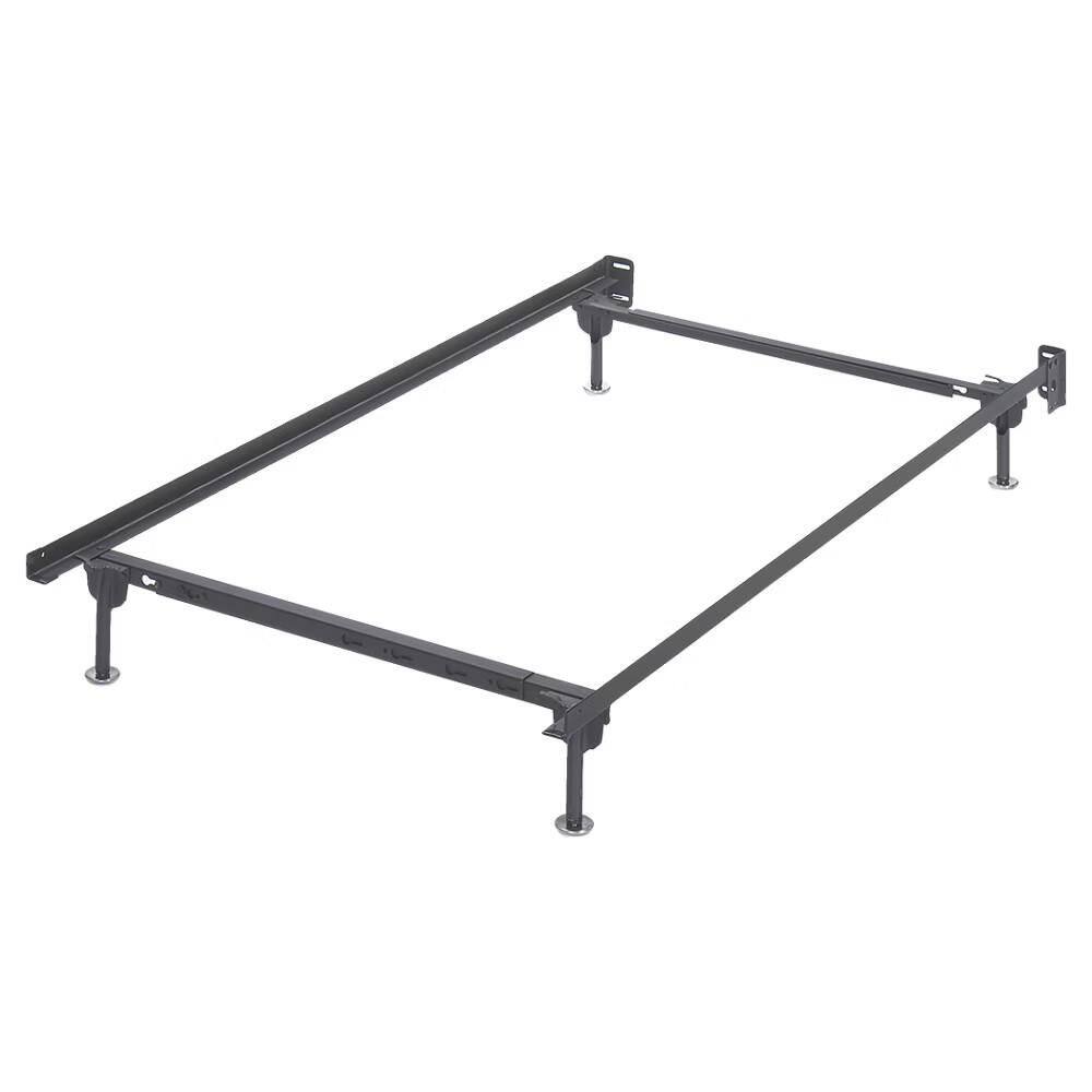 Gray Metal Twin/Full Adjustable Bed Frame with Headboard
