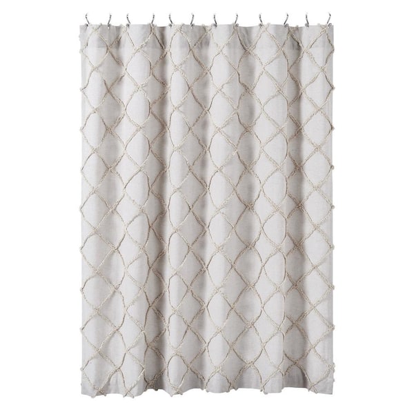 Frayed Lattice 72 in. Oatmeal Shower Curtain