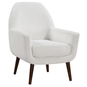 Polaris White Polyester Boucle Fabric Armchair