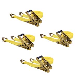25 ft. x 2 in. 3,333 WLL Ratchet Tie-Down with J Hooks (4-Pack)