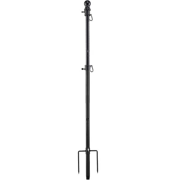 8FT Adjustable Stainless Steel Flag Pole Kit with 3x5FT American Flag for Outdoor w/ 2-Prong Base for Deep Installation