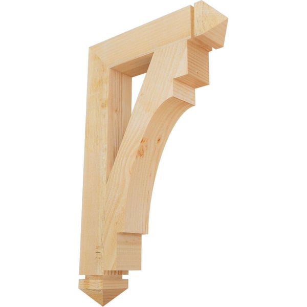 Ekena Millwork 4 in. x 32 in. x 20 in. Douglas Fir Merced Arts and Crafts Rough Sawn Bracket