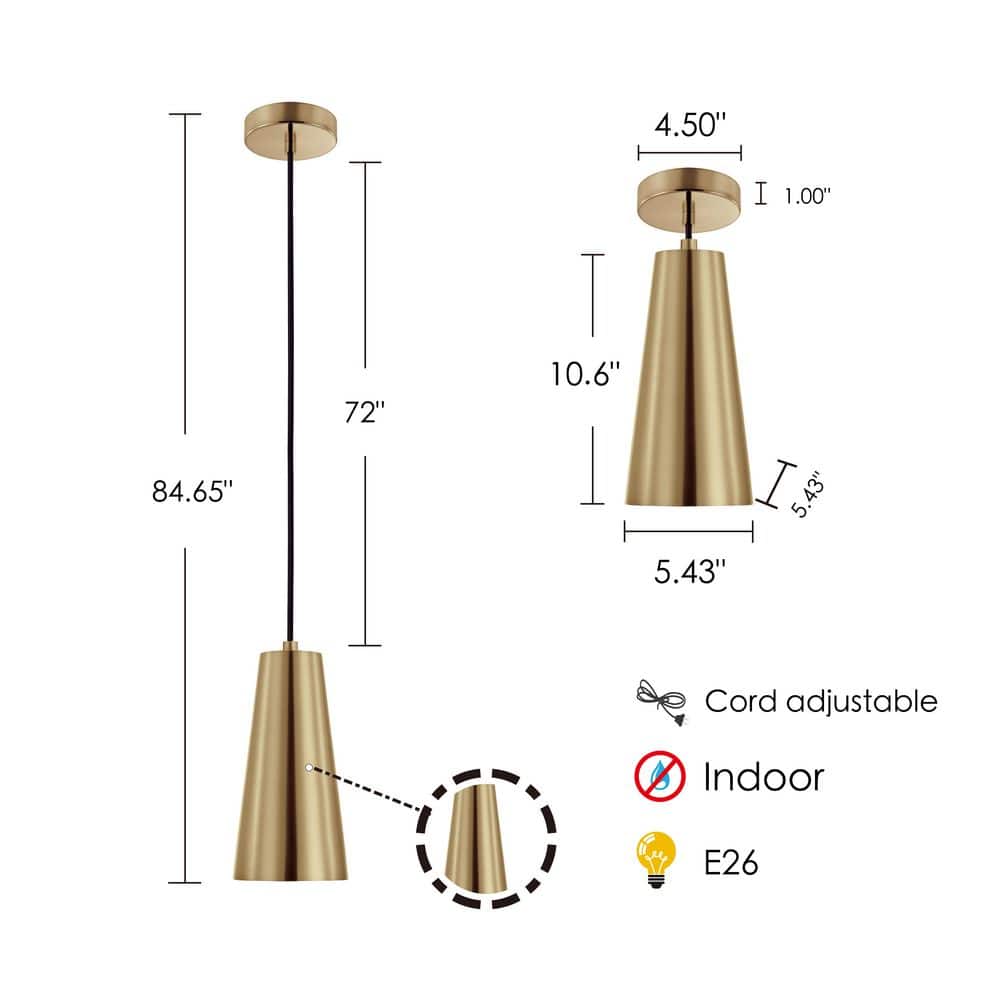 Pratella 10.6" Gold Steel Mini Pendant Light