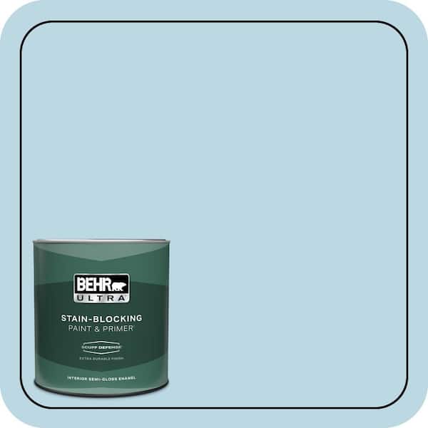 BEHR ULTRA 1 qt. #S490-2 Glacial Stream Extra Durable Semi-Gloss Enamel Interior Paint & Primer