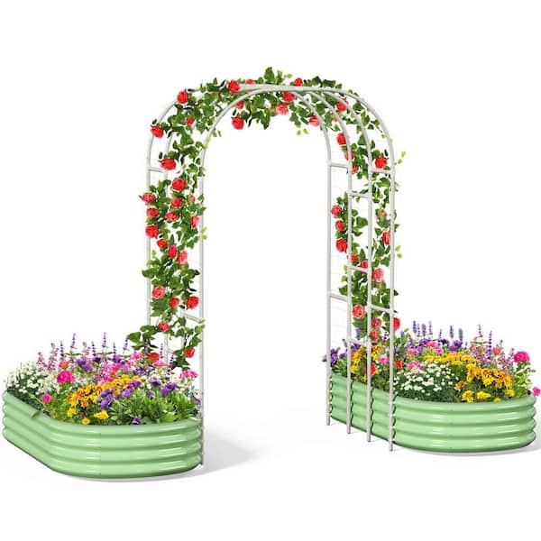 ABORON Raised Garden Bed with 85 in. Garden Trellis of Cast Metal, Circular Arc, Outdoor Raised Garden Bed, (1-pack)