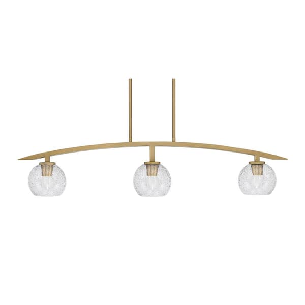 Unbranded Siena 3-Light, Brass, Linear Chandelier, Any room with Smoke Bubble Glass Shades