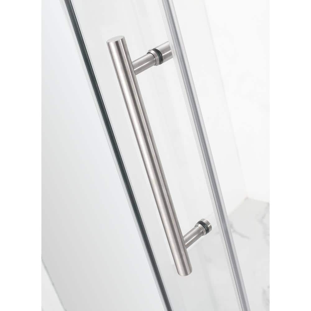 Coraline Frameless Sliding Shower Enclosure in Stainless Steel and Clear Glass