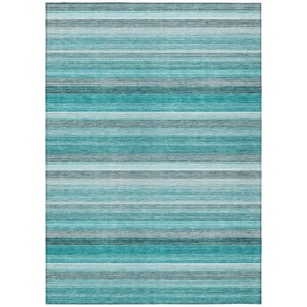 Teal 3 ft. x 5 ft. Woven Striped Polyester Rectangle Indoor/Outdoor Area Rug price history on PriceWatchPro