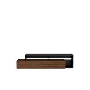 Tonik Black and Walnut 72 in. TV Stand fits TVs up to 80 inches with Drawers