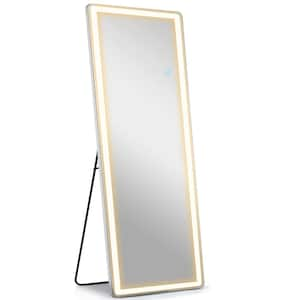 21 in. W x 64 in. H LED Light Rectangular Frameless Rounded Full Length Mirror Floor Mirror with 3 Colors