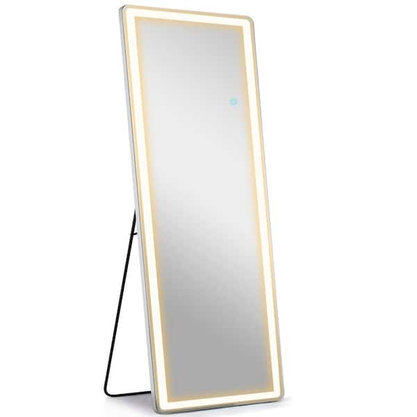 FIRNEWST 21 in. W x 64 in. H LED Light Rectangular Frameless Rounded Full Length Mirror Floor Mirror with 3 Colors