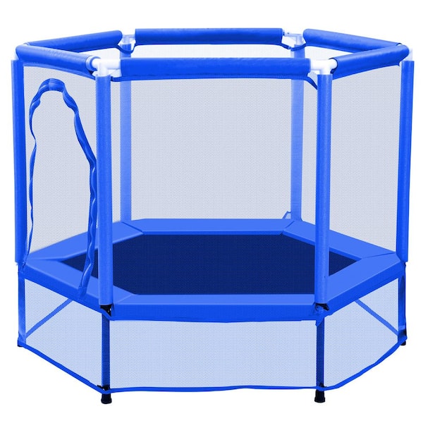 SUNRINX 55 in.Blue Round Mini Toddler Trampoline with Safety