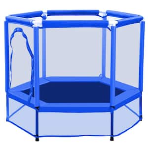 55 in.Blue Round Mini Toddler Trampoline with Safety Enclosure