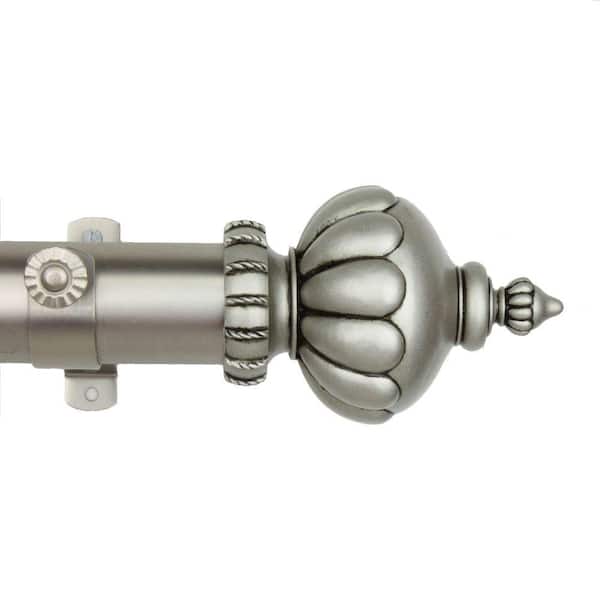 Unbranded 48 in. - 84 in. 1.5 in. O.D. Imperial Single Curtain Rod Set in Satin Nickel