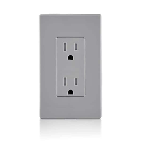 Decora 15 Amp 125 V Tamper Resistant Duplex Outlet/Receptacle, Gray (1-Pack) 206-T5325-GY