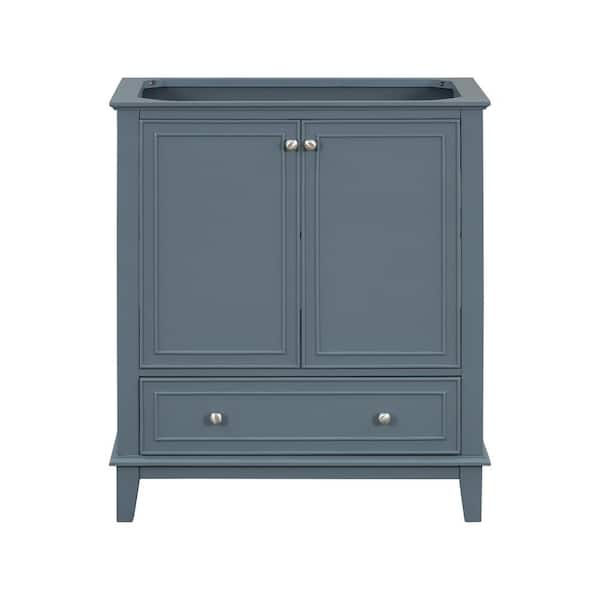 30 in. Freestanding Bath Vanity Cabinet without Top in Blue, Adjustable Shelf and Removable Divider