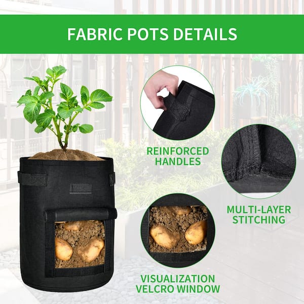 30 Pack 10 Gallon Potato Grow Bags with Flap Garden Planting Bag with  Handle and Harvest Window Fabric Sweet Potato Planter Potatoes Bucket Plant  Pots