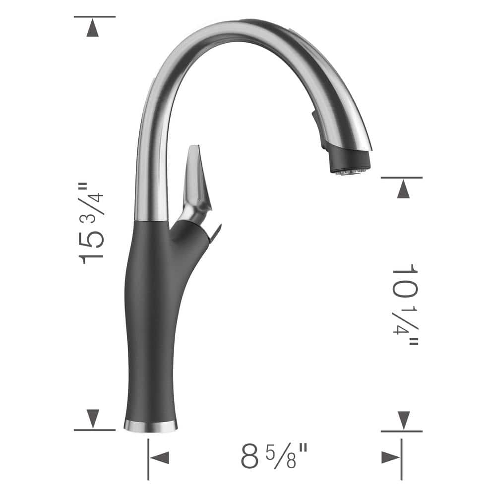 Anthracite and Chrome Pull-Down Dual Spray Kitchen Faucet