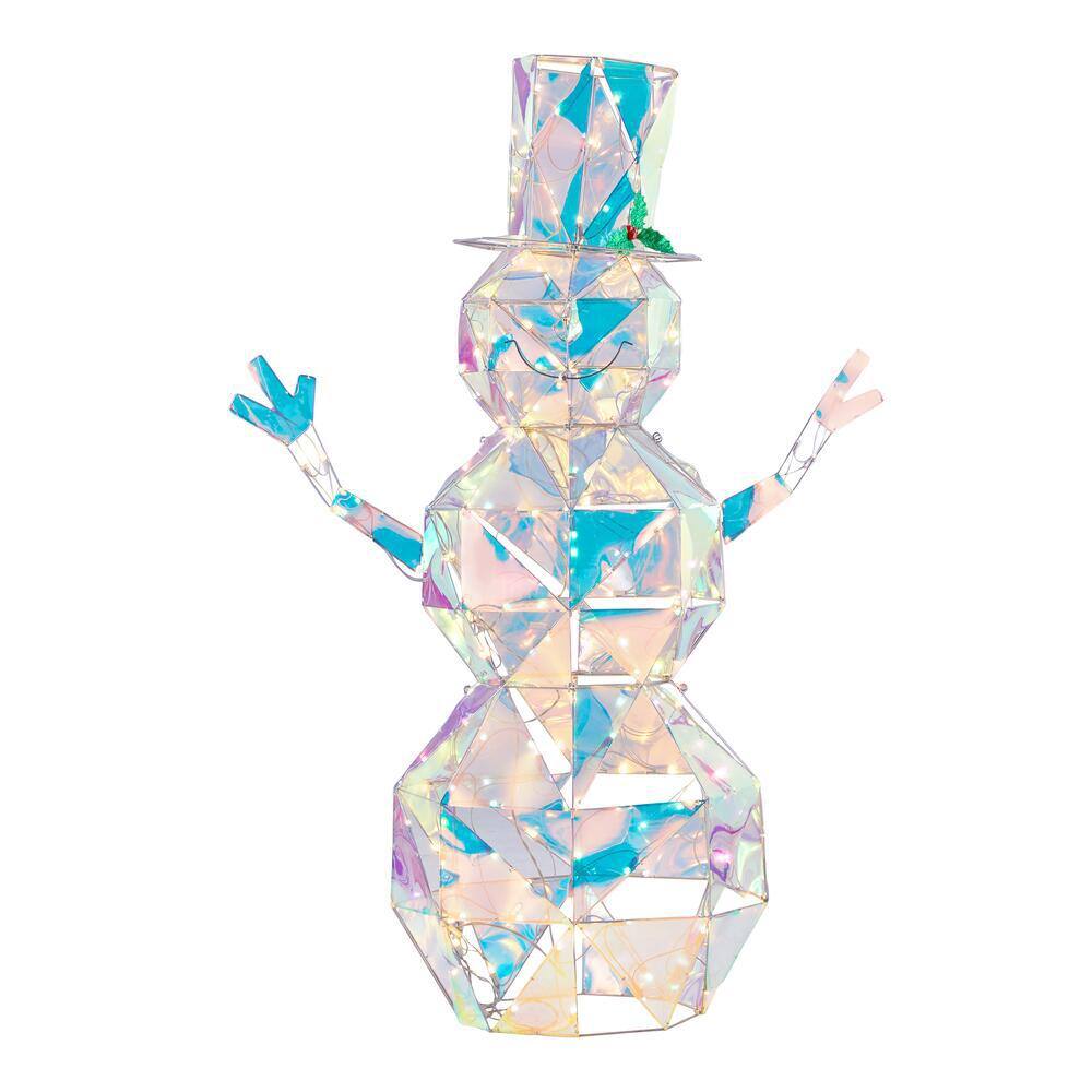 60 in. Christmas Sparkle Modern Angular-Large Snowman-Iridescent in White