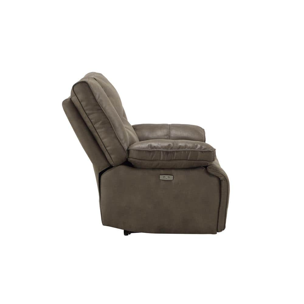 87'' Gray Leather-Aire Power Reclining Sofa with USB Ports