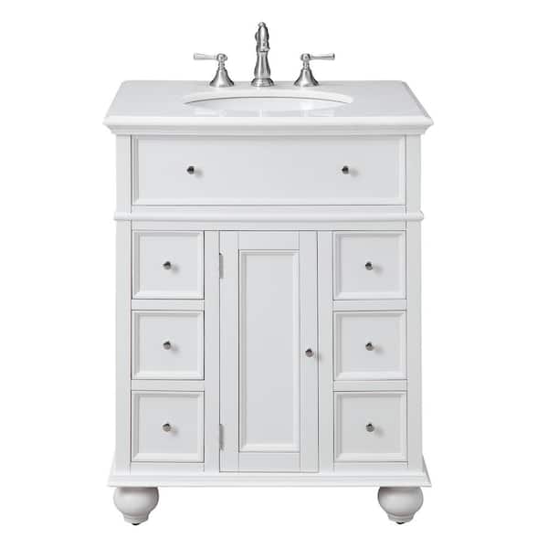 White With Natural Marble Vanity Top, Bathroom Vanity 22 Inches Wide