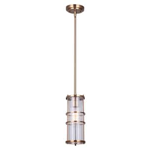 Lynah 1-Light Gold Pendant with Clear Ribbed Glass Shade