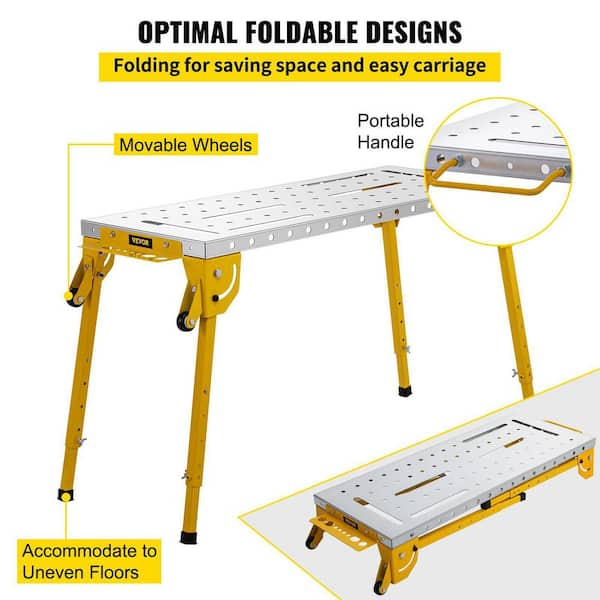 VEVOR 46 in. x 18 in. Welding Table Steel Folding Industrial