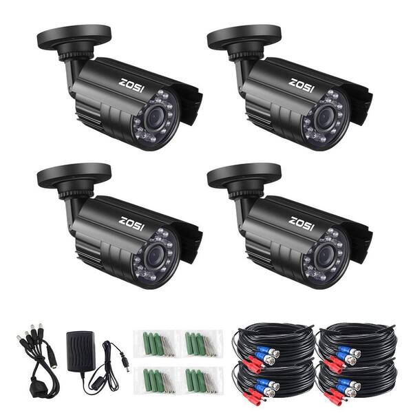 ZOSI Wired 1080p Outdoor Bullet TVI Security Camera Compatible with TVI DVR, Black (4-Pack)