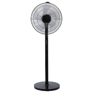 49.5 in. Oscillating Adjustable 12-Levels Speed Black Pedestal Fan with Remote Control and Timer