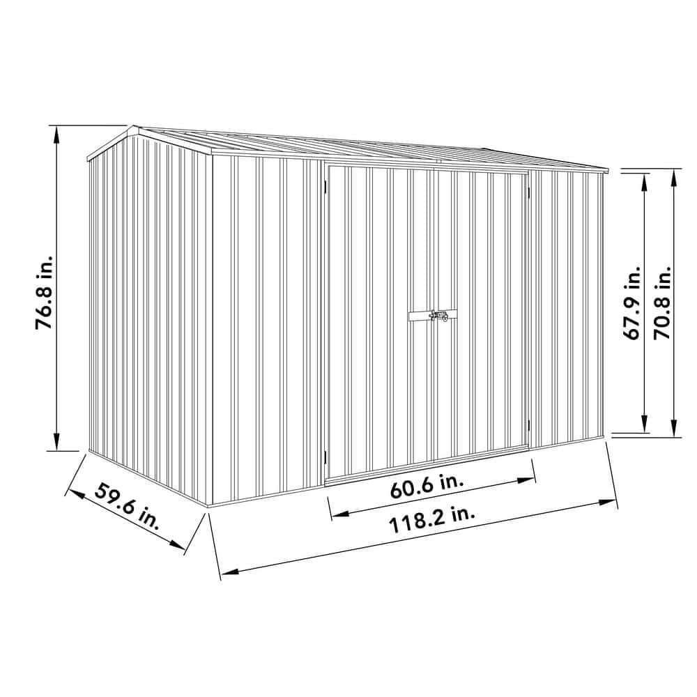 Absco 10' x 5' Gray Galvanized Steel Metal Storage Shed