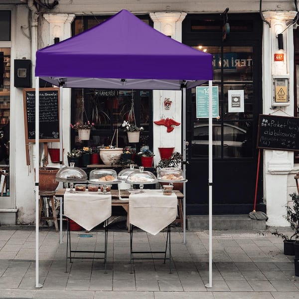 5 ft. x 5 ft. Purple Portable Instant Pop Up Canopy with Carry Bag, Adjustable Height, for Beach, Sports and Camping