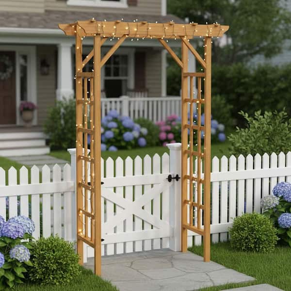 85 in. x 57 in. Wooden Garden Arbor, Wooden Trellis for Plant Climbing, Outdoor Garden Arch Trellis for Party, Wedding