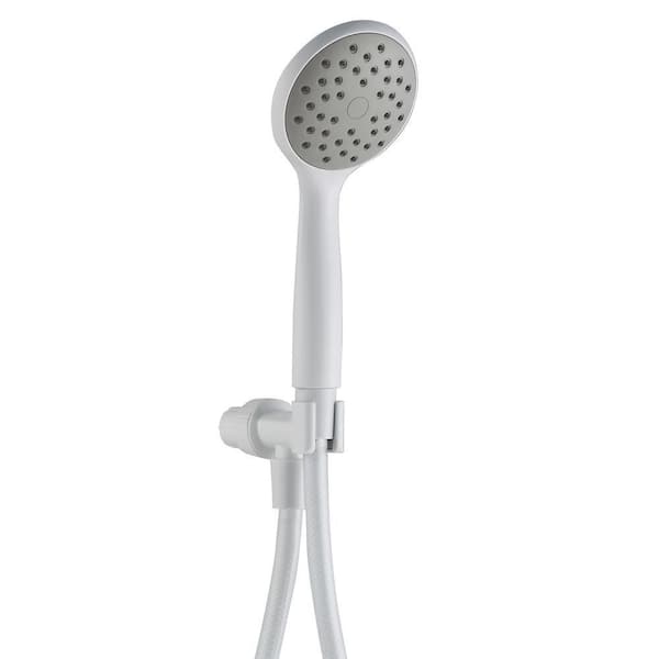 1-Spray 4 in. Single Wall Mount Handheld Shower Head in White HD58303 ...