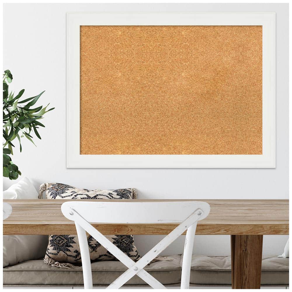 Vanity White Narrow Framed Natural Cork Bulletin Board