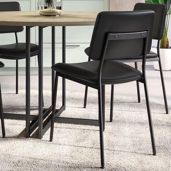 Amisco Sullivan Dining Chair Black Faux Leather/Black Metal