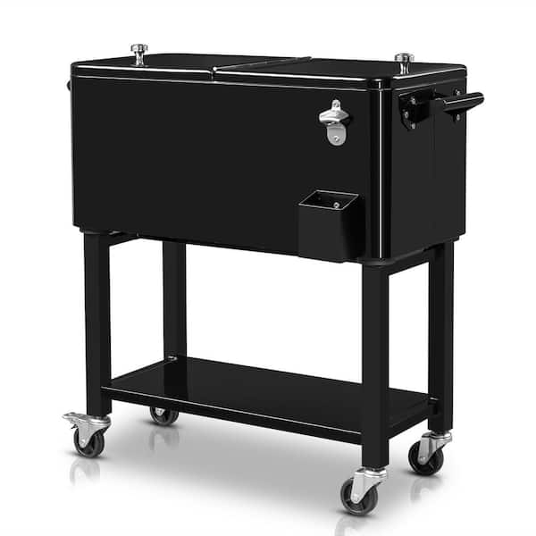 Detachable 80 qt. Food and Beverage Hard-Side Patio Cooler Black