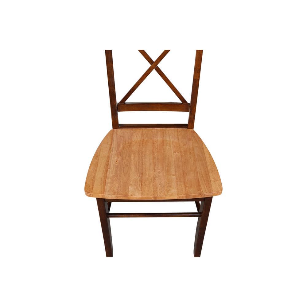 Cinnamon and Espresso Cross Back Wood Side Chair Set
