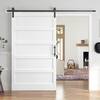 easelife 48 in. x 84 in. 5-Panel Solid MDF White Finished Interior Sliding Barn Door with Hardware Kit DP1-F11H-48