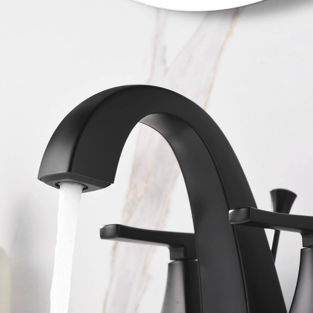 Matte Black Zinc Two-Handle Centerset Bathroom Faucet