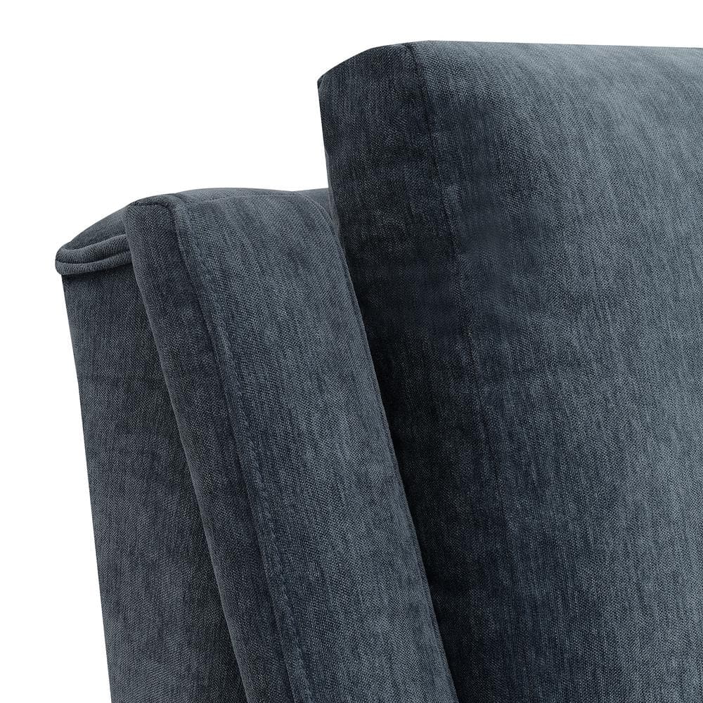 Mid-Century Slate Blue Accent Chair with Gold Legs